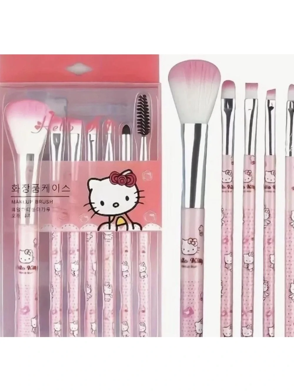 Hello Kitty Pink and White Makeup Brush Set